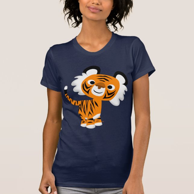 T-shirt femme tigre pour caricatures curieux (Devant)