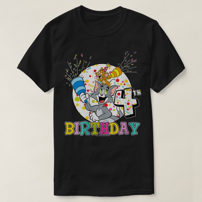 T-shirt Femme Tom Et Jerry 4e Anniversaire Portrait VNeck (Design devant)