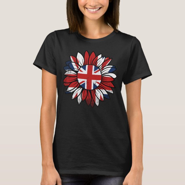 T-shirt femme Tournesol Drapeau Britannique Vintag (Devant)