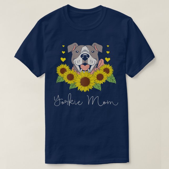 T-shirt Femme Tournesol Yorkie Maman Chien Animal de compa (Design devant)