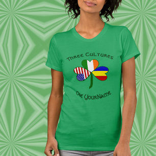 T-shirt femme trèfle personnalisé Roumanie Irlande