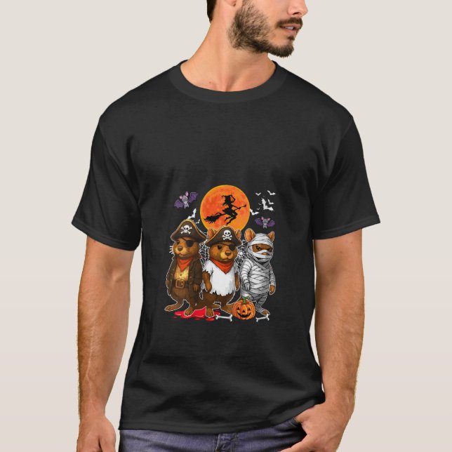 T-shirt Femme Trois Chats Muscats Drôle Costume Pirate Boo (Devant)