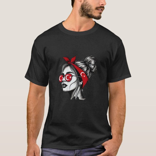 T-shirt Femme turque élégante avec design drapeau turc (Devant)