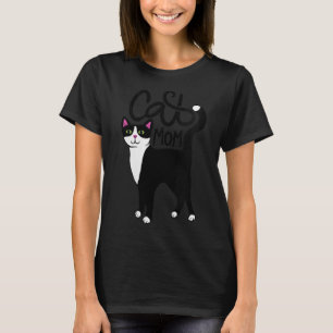 T-shirt Femme Tuxedo Chat Maman mignonne col V