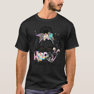 T-shirt Femme Un Hoppy Infirmière pédiatrique Messy Bun Pâ
