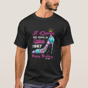 T-shirt Femme Une Reine Est Née En Janvier 1967 55E Naissa