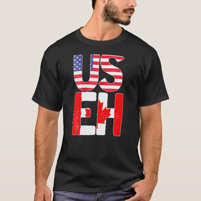 T-shirt Femme Useh American Pride Canadian Maple Leaf Cou (Devant)