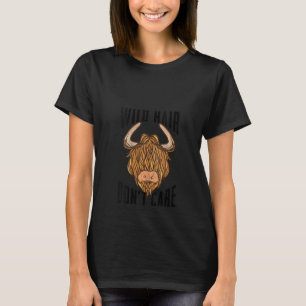 T-shirt Femme Vache Écossaise Highland Cool Cheveux Sauvag