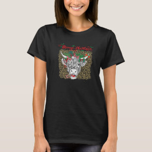 T-shirt Femme Vache Highland Écossaise Country Mooey Noël