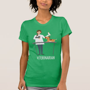 T-shirt Femme vétérinaire avec des animaux et du texte
