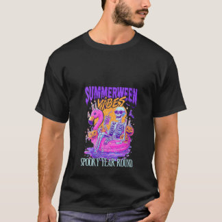 T-shirt Femme Vibes d'été Éffrayante année ronde Skeleton