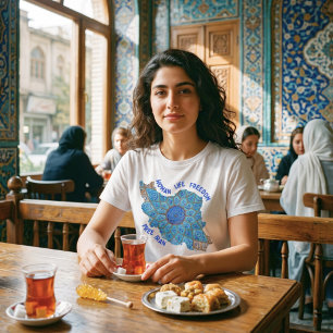 T-shirt Femme Vie Liberté Bleu Persan Minakari