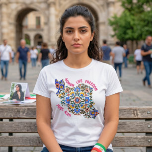 T-shirt Femme Vie Liberté Cadeaux Iraniens Carreaux Pers