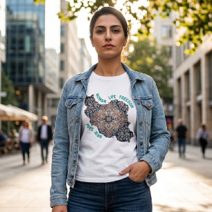 T-shirt Femme Vie Liberté Tapis Persan Vert