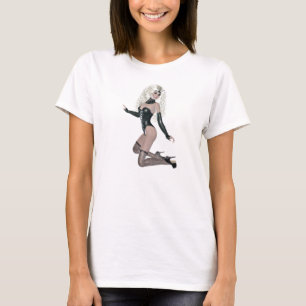 T-shirt Femme vilaine dans la lingerie en cuir noire