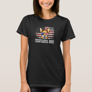 T-shirt Femme Vintage Chihuahua Maman Américaine Drapeau M