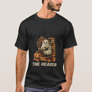 T-shirt Femme Vintage Ghost Livre Lecture Citrouille gothi