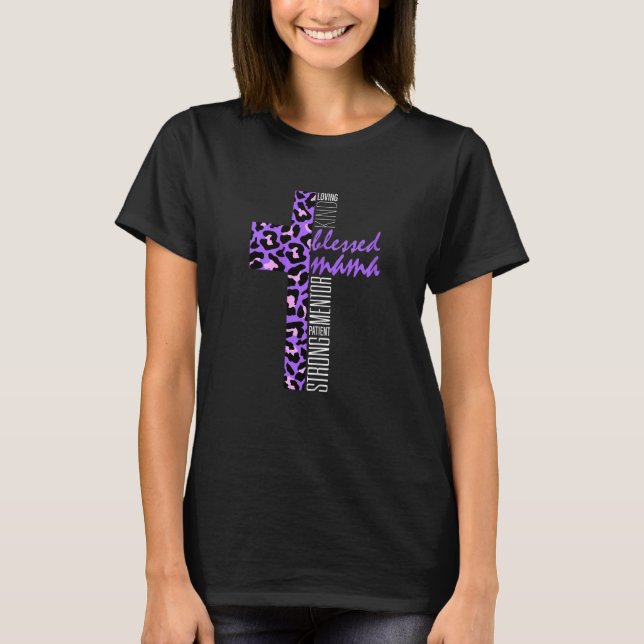 T-shirt Femme violet béni Mama Cheetah Imprimer chrétien (Devant)
