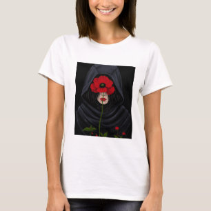 T-shirt Femme voilée mystérieuse Floral gothique Art T
