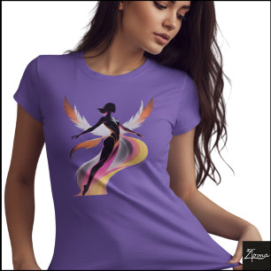 T-shirt Femme volante abstraite Silhouette de flux néon