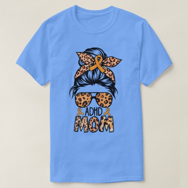 T-shirt Femme Z4d4 Messy Bun Maman Orange Ribbon ADHD Awar (Design devant)