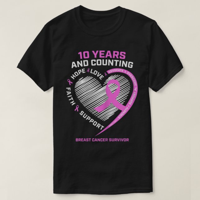T-shirt Femmes 10 Ans Cancer du Sein Dons Survivant Pour Q (Design devant)