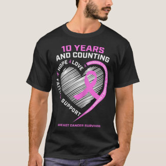 T-shirt Femmes 10 Ans Cancer du Sein Dons Survivant Pour Q
