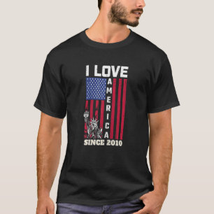 T-shirt Femmes 12e anniversaire I Love America depuis 2010