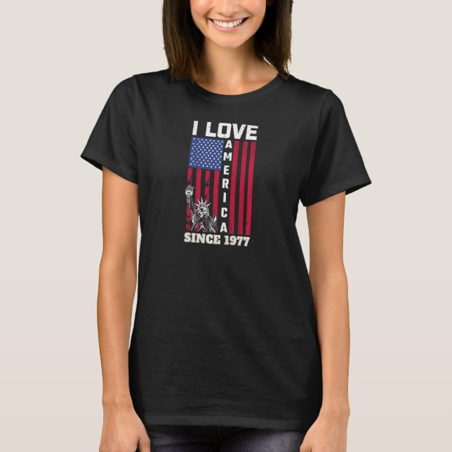 T-shirt Femmes 45e anniversaire I Love America depuis 1977 (Devant)