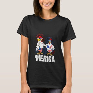T-shirt Femmes 4 juillet drôle poulet bière buvant ame