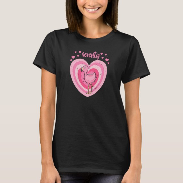 T-shirt Femmes 70 ans mignonne Flamant rose Anniversaire F (Devant)