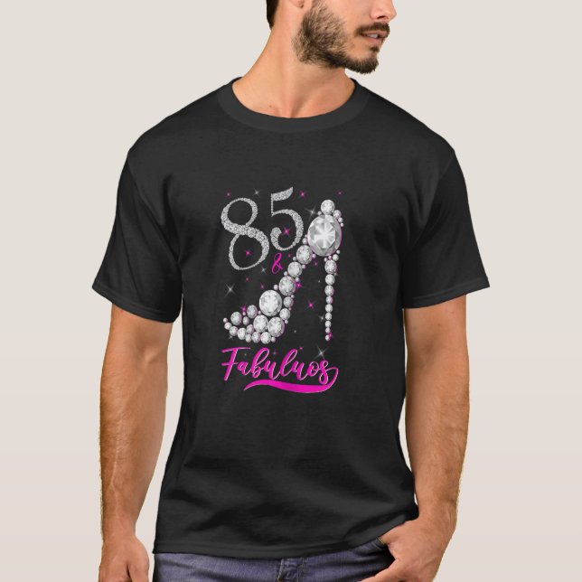 T-shirt Femmes 85 Ans Fabuleux Diamond Couronne Chaussures (Devant)