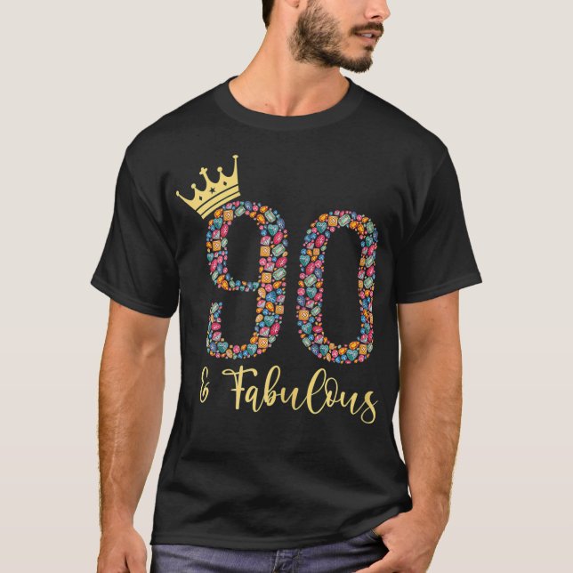 T-shirt Femmes 90 Ans Et Fabuleux, 90e Anniversaire Gi (Devant)