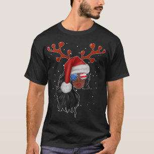 T-shirt Femmes afro-américaines noires Santa Claus Sunglas