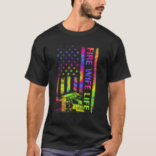 T-shirt Femmes Américaines Drapeau Feu Femme de feu Vie Po