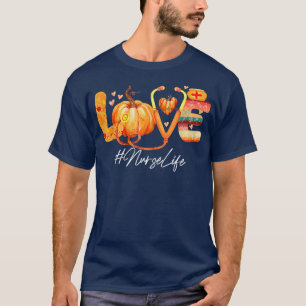 T-shirt Femmes Amour Infirmière Citrouille Vie Automne Aut