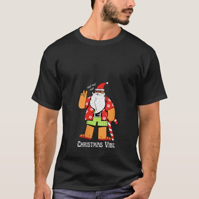 T-shirt Femmes amusantes Père Noël Paix Vibe de Noël Vibe  (Devant)