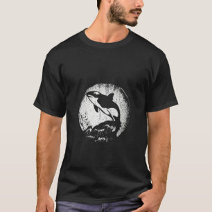 T-shirt Femmes Animal Marin Vagues Clair De Lune Orque Ple