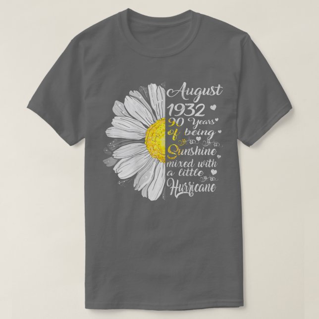 T-shirt Femmes Août Filles 1932 Cadeau Anniversaire 90 Ans (Design devant)