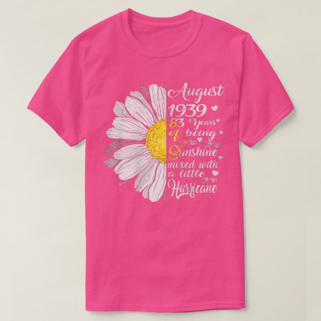T-shirt Femmes Août Filles 1939 Cadeau Anniversaire 83 Ans (Design devant)