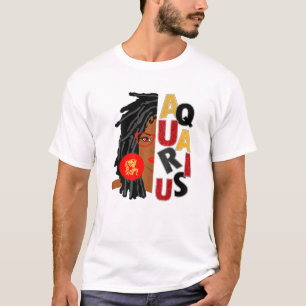T-shirt Femmes Aquarius Girl Afro Locs Girl Zodiac Signes 