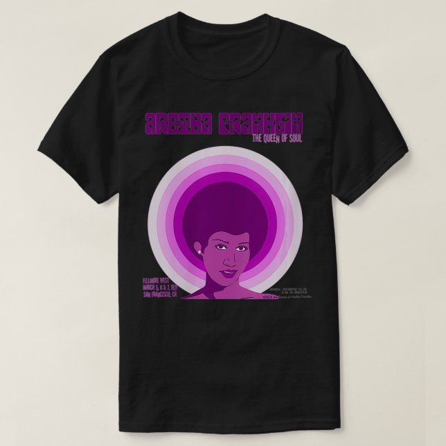 T-shirt Femmes Aretha Franklin Fillmore Ouest rose VNeck  (Design devant)