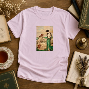 T-shirt Femmes Art Nouveau lisant au bord de la mer 