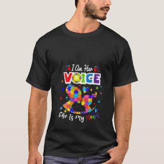 T-shirt Femmes Autisme Maman Je suis Sa Voix Elle est Mon