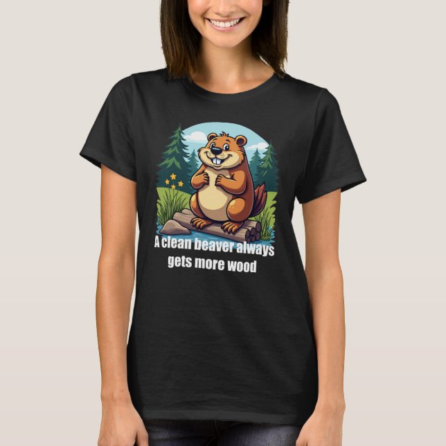 T-shirt femmes Beaver Drôle Cartoon (Devant)