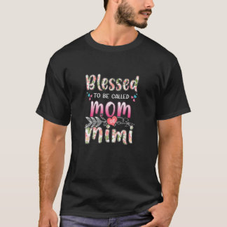 T-shirt Femmes Béni D'Être Appelé Maman Et Mimi Floral Mo