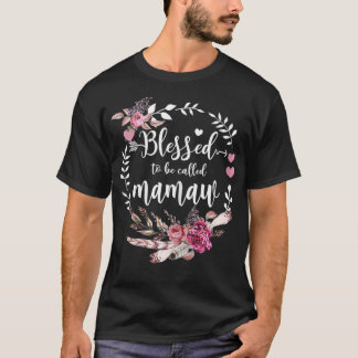 T-shirt Femmes Béni D'Être Appelé Mamaw Thankful Blesse