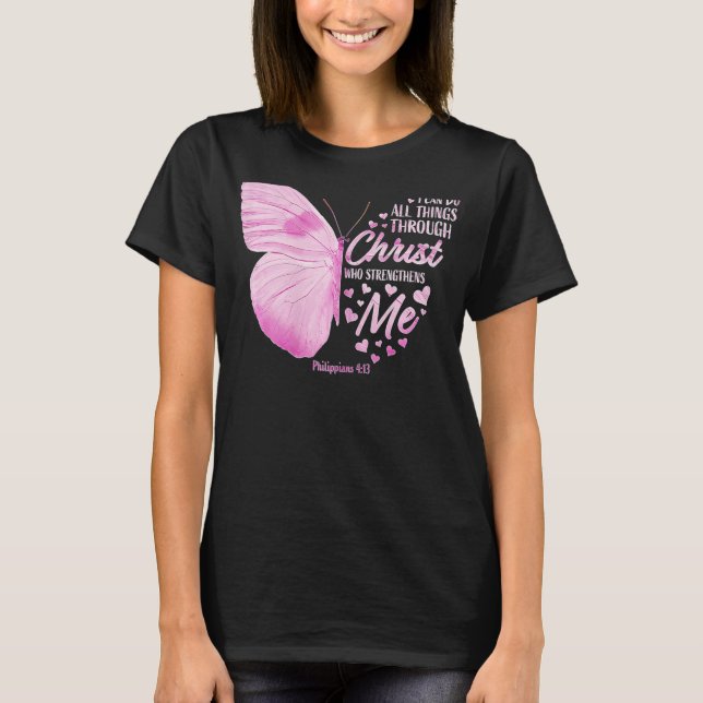 T-shirt Femmes Bible chrétienne Verse Papillon Religieux J (Devant)
