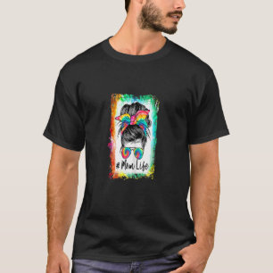 T-shirt Femmes Bleached Maman Vie Messeuse Bun Chêne Lunet