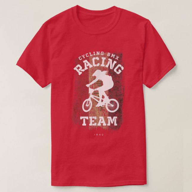 T-shirt FEMMES BMX Vélo Iraq Drapeau Vélo Course à vélo BM (Design devant)